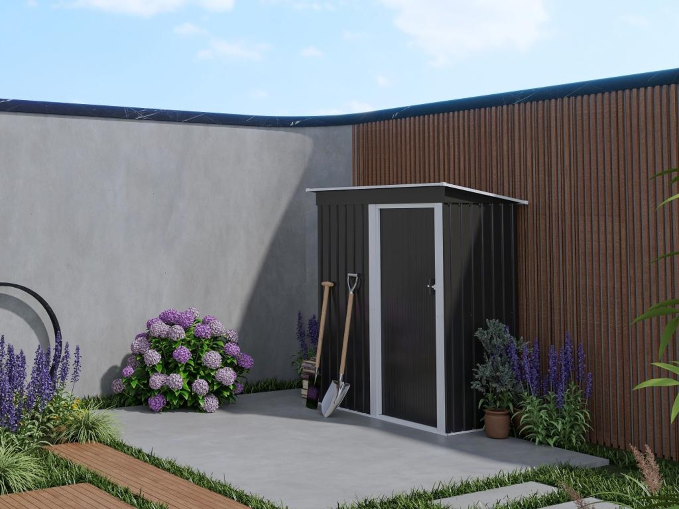 Vente-unique - Gerätehaus Gartenhaus - Stahl - 1,1m² - BIRON Bild 1