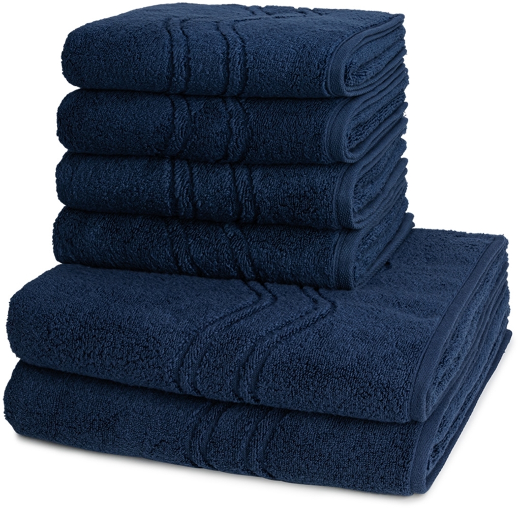 Ross Cashmere feeling 6 tlg. Frottier-Set - 4 X Handtuch (50 X 100cm), 2 X Duschtuch (75 X 140cm) - 520 g/m2 - Nachtblau Bild 1