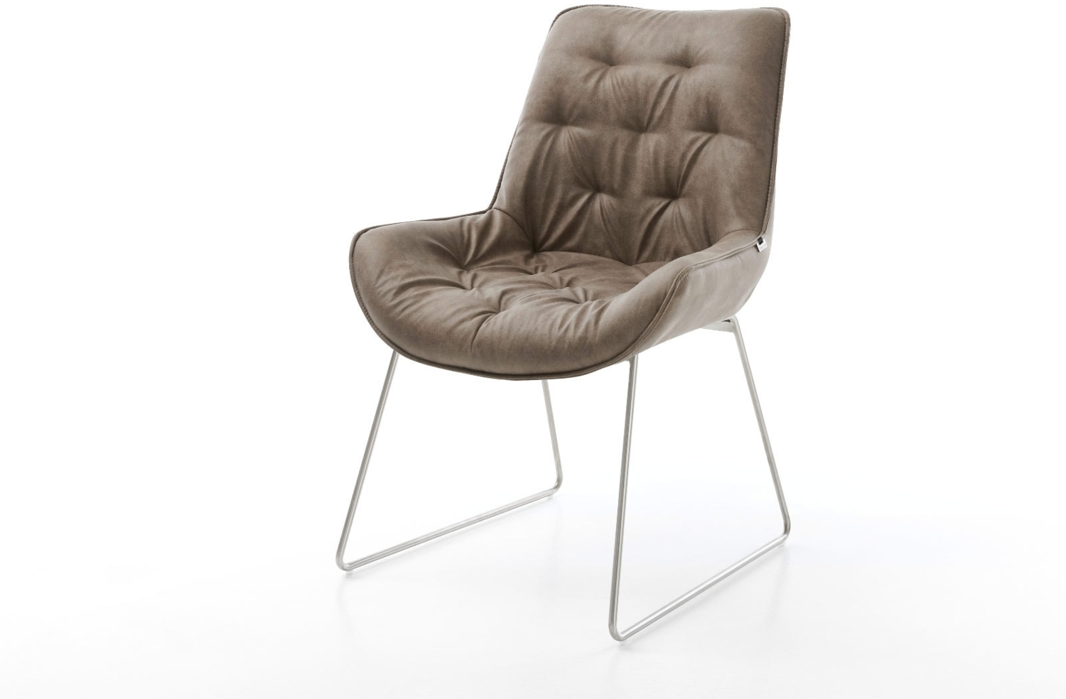 Esszimmerstuhl Taimi-Flex Mikrofaser Taupe Vintage Kufengestell Edelstahl Bild 1