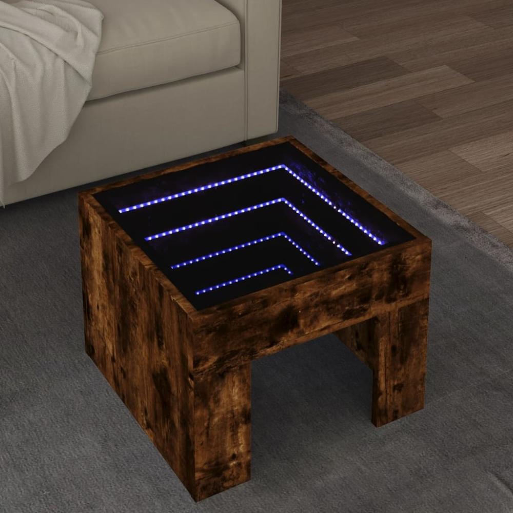 vidaXL Couchtisch mit Infinity-LED Räuchereiche 40x40x30 cm 847599 Bild 1