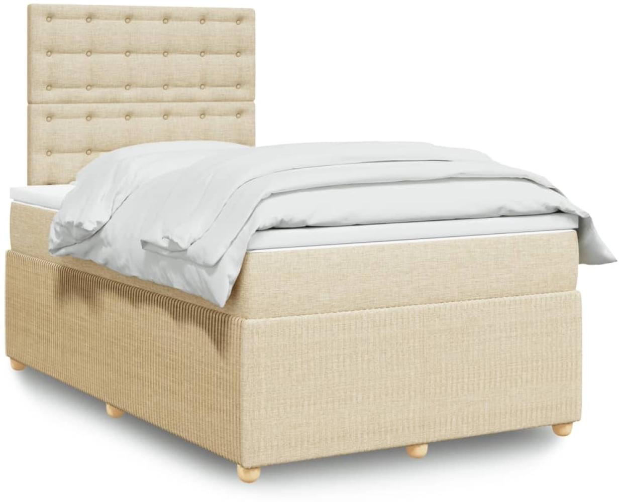 vidaXL Boxspringbett mit Matratze Creme 120x200 cm Stoff 3294342 Bild 1