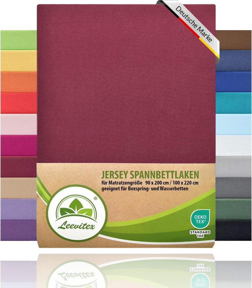 leevitex® Spannbettlaken Premium 170g/m², Gummizug: rundum, schwer und dick, 100% Jersey-Baumwolle, auch Boxspringbett geeignet Bild 1