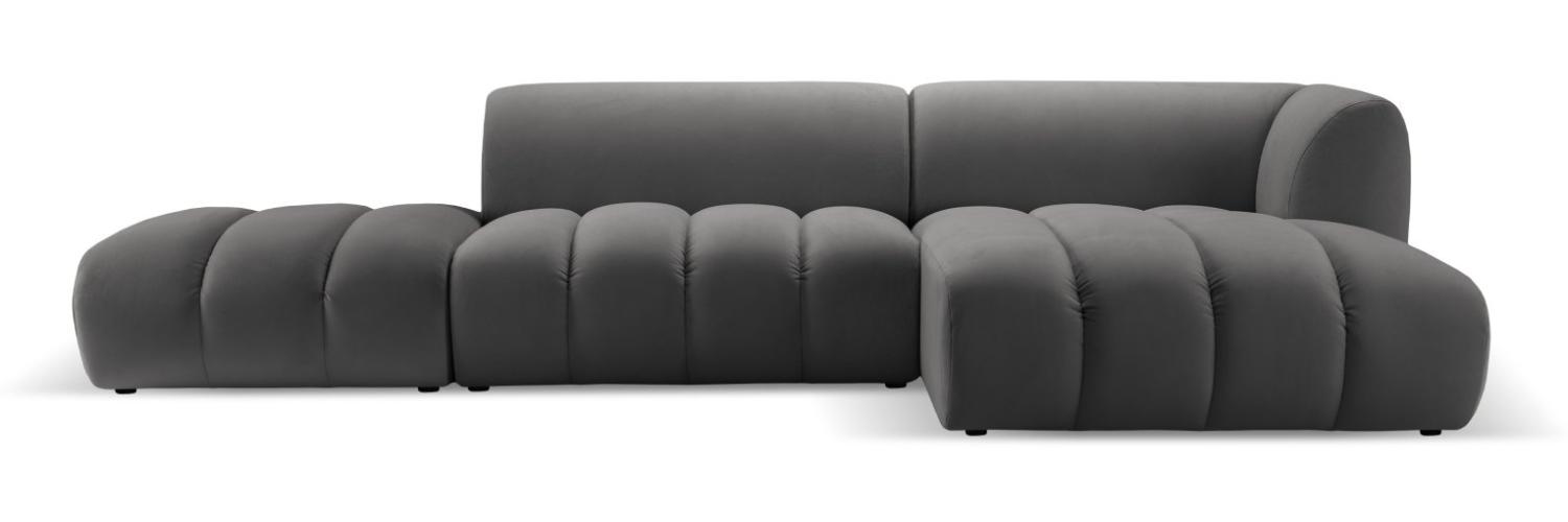 Micadoni Modulares Ecksofa offen Harry 5-Sitzer Rechts Samtstoff Zement Bild 1