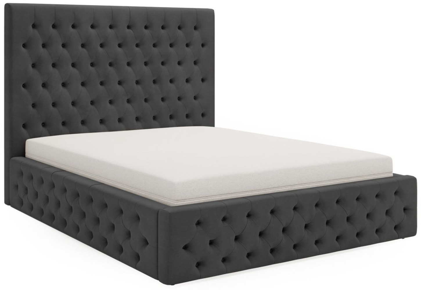 MOEBLO Polsterbett JONES (Doppelbett mit Kopfstütze, Rahmenbettgestell, Chesterfield Stil, mit Bettkasten und Lattenrost), mit Bettkasten Bild 1