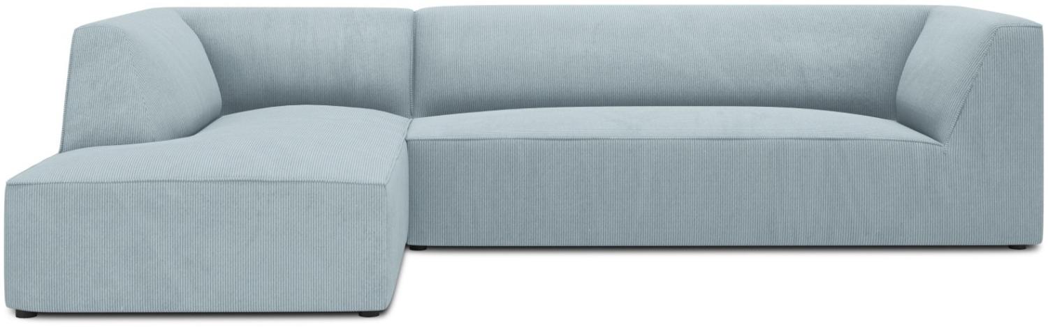 Micadoni 4-Sitzer Modular Ecke links Sofa Ruby | Bezug Light Blue | Beinfarbe Black Plastic Bild 1