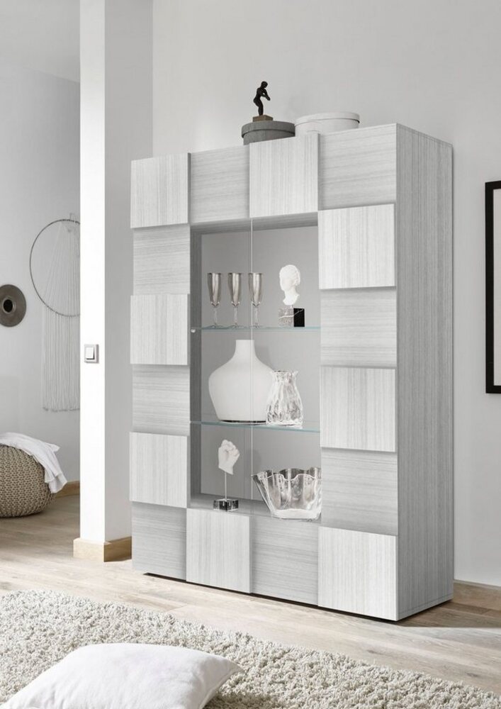 INOSIGN Vitrine Dama Höhe 166 cm, Breite 121 cm, Stauraumvitrine mit 2 Türen, Standvitrine - Front in 3D-Optik, viel Stauraum, verschiedene Farben Bild 1