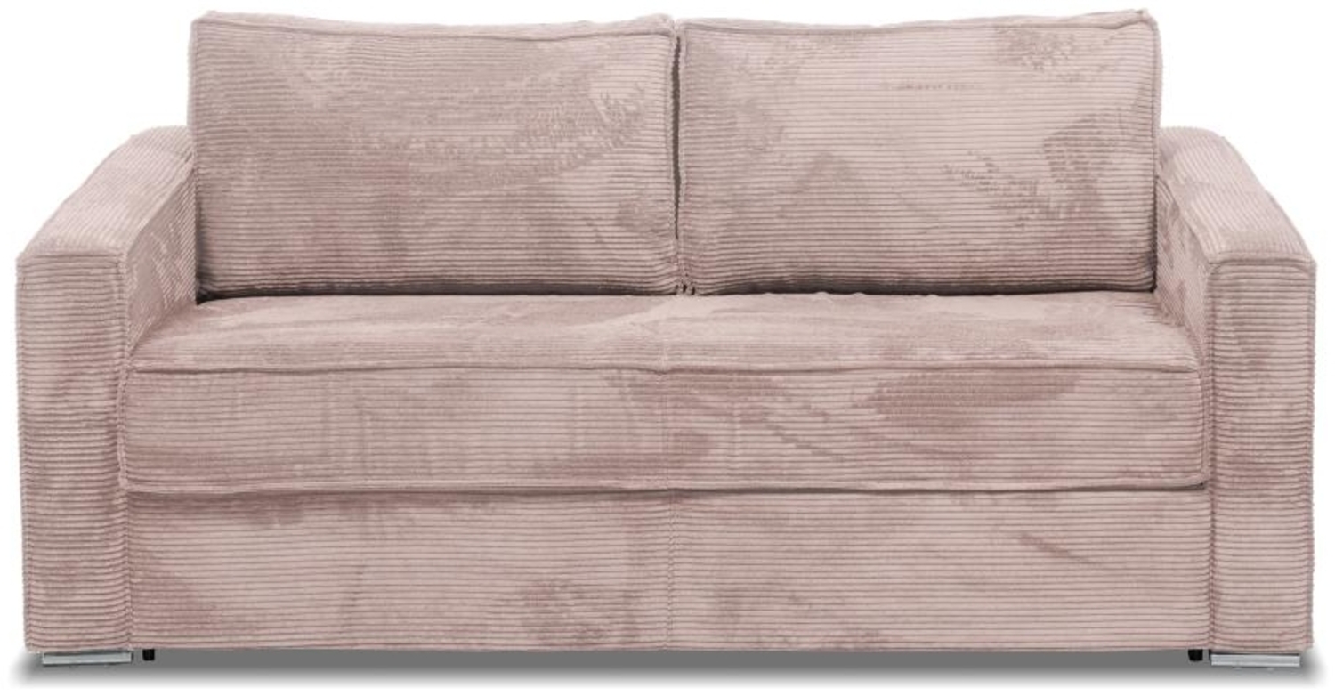 Vente-unique - Schlafsofa mit Matratze 4-Sitzer - Cord - Rosa - Liegefläche mit Lattenrost mit breiten Latten 160 cm - Matratze 22 cm mit Memory Schaum - LORETO Bild 1