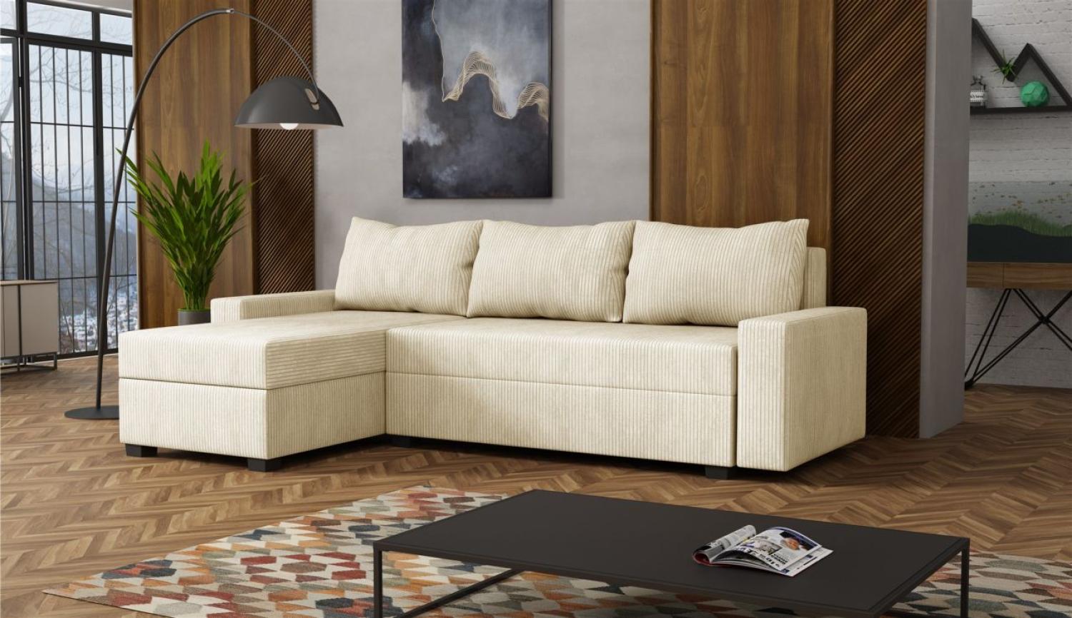 Ecksofa Schlafsofa Sofa AGNETA LUX Stoff Lincoln Beige Ottomane Links Bild 1