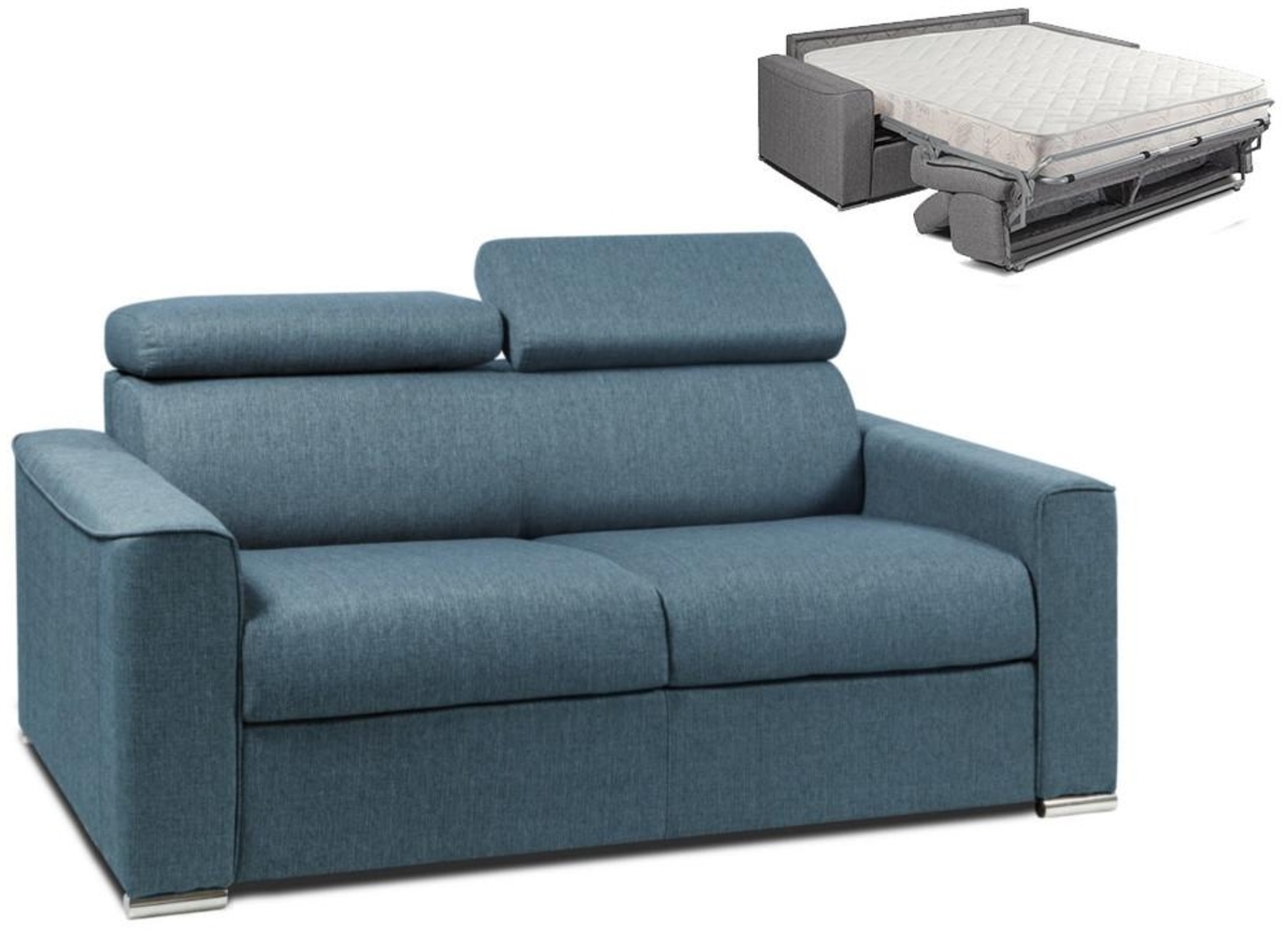 Schlafsofa 2-Sitzer Stoff VIZIR - Blau - Liegefläche: 120 cm - Matratzenhöhe: 18 cm Bild 1