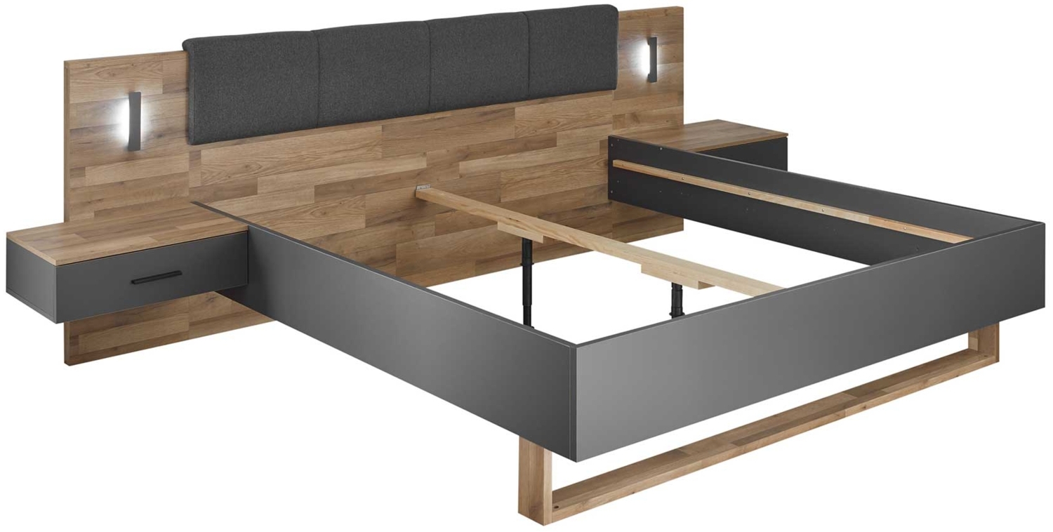 Bettanlage LIV'IN Rivoli, Holzwerkstoff, Grau, Schwarz, Holzfarben, 306 x 100 x 208 cm Bild 1