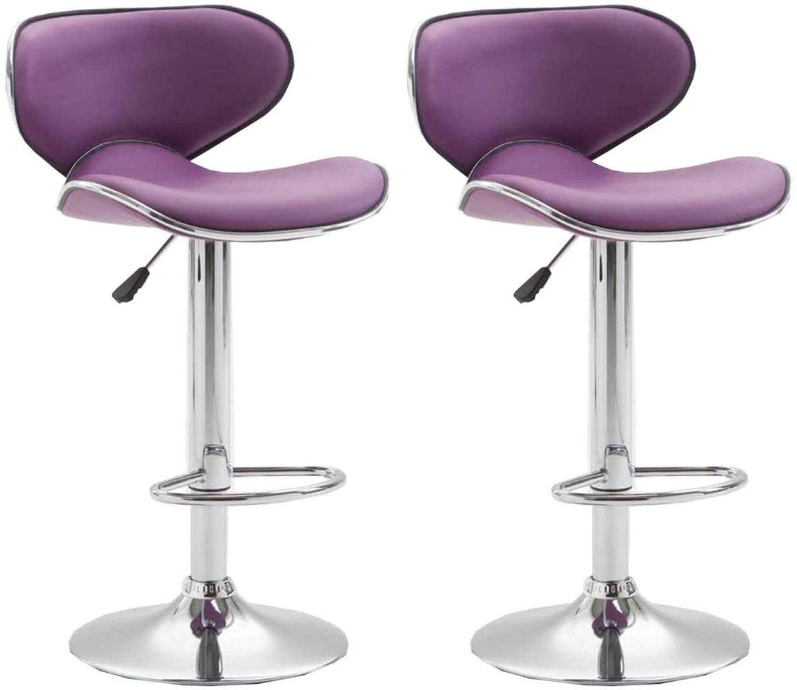 2er Set Barhocker Las Vegas V2 Kunstleder chrom, lila Bild 1