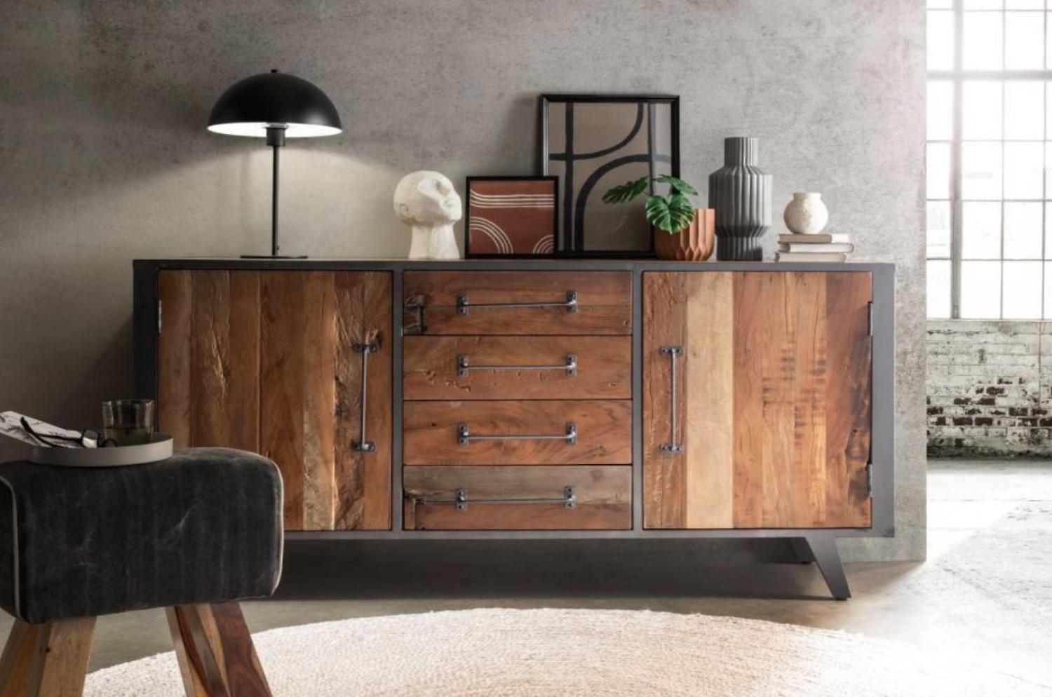 Sideboard 160x80cm 'Waco' recyceltes Altholz & Metall Bild 1