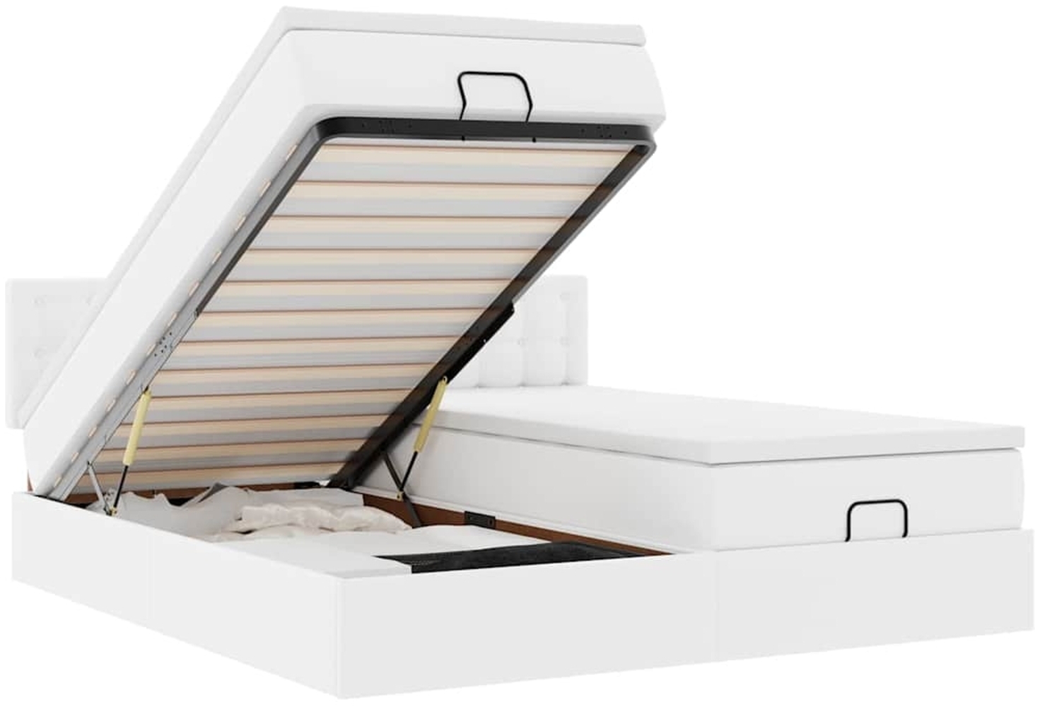 vidaXL Ottoman-Bett mit Matratzen & LEDs Weiß 200x200 cm Kunstleder 3312811 Bild 1