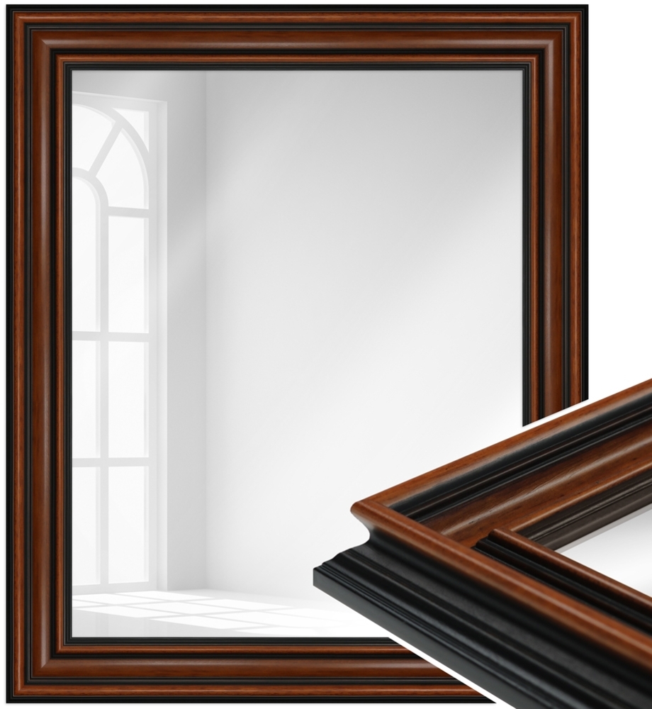 WANDStyle Wandspiegel H017 aus Massivholz in Nussbaum-Optik 60 x 80 cm im Stil Antik Bild 1