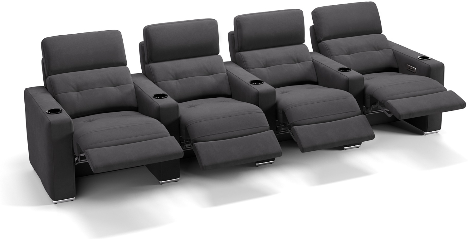 Sofanella 4-Sitzer BARI Stoffsofa Heimkinosofa Kinosessel in Schwarz Bild 1