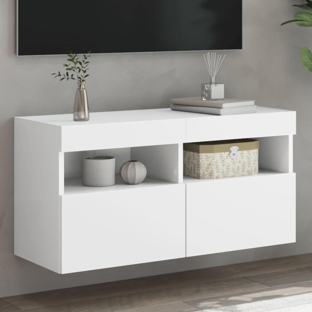 vidaXL TV-Wandschrank mit LED-Leuchten Weiß 80x30x40 cm 837197 Bild 1