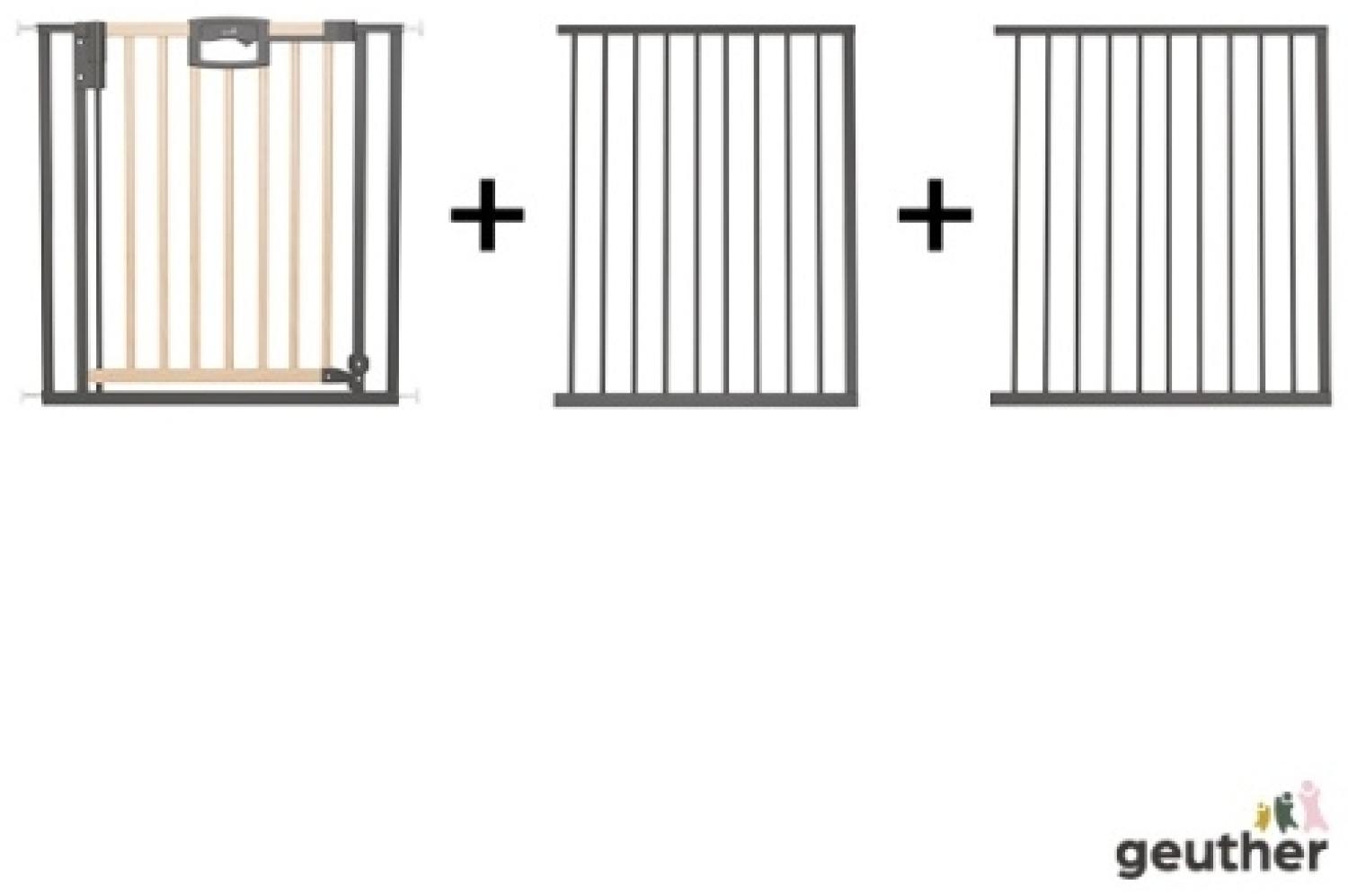 Geuther Türschutzgitter 'Easylock Plus' zum Klemmen für Öffnungen, Holz/ Metall, Natur/ Schwarz, 216,5 cm - 224,5 cm Bild 1