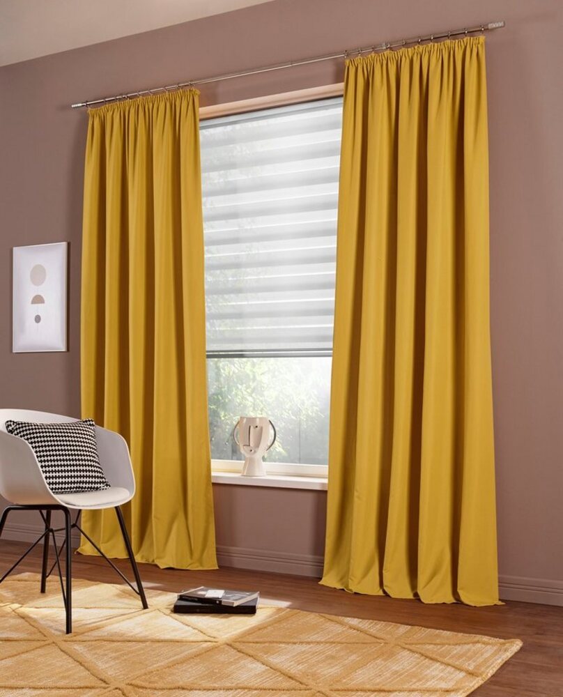 my home Vorhang Raja, Gardinen mit Kräuselband, Vorhänge Wohnzimmer, modern, Vorhang, Kräuselband (2 St), blickdicht, Polyester, 2er-Set, Bestseller, einfarbig, modern, pflegeleicht, Mikrofaser Bild 1