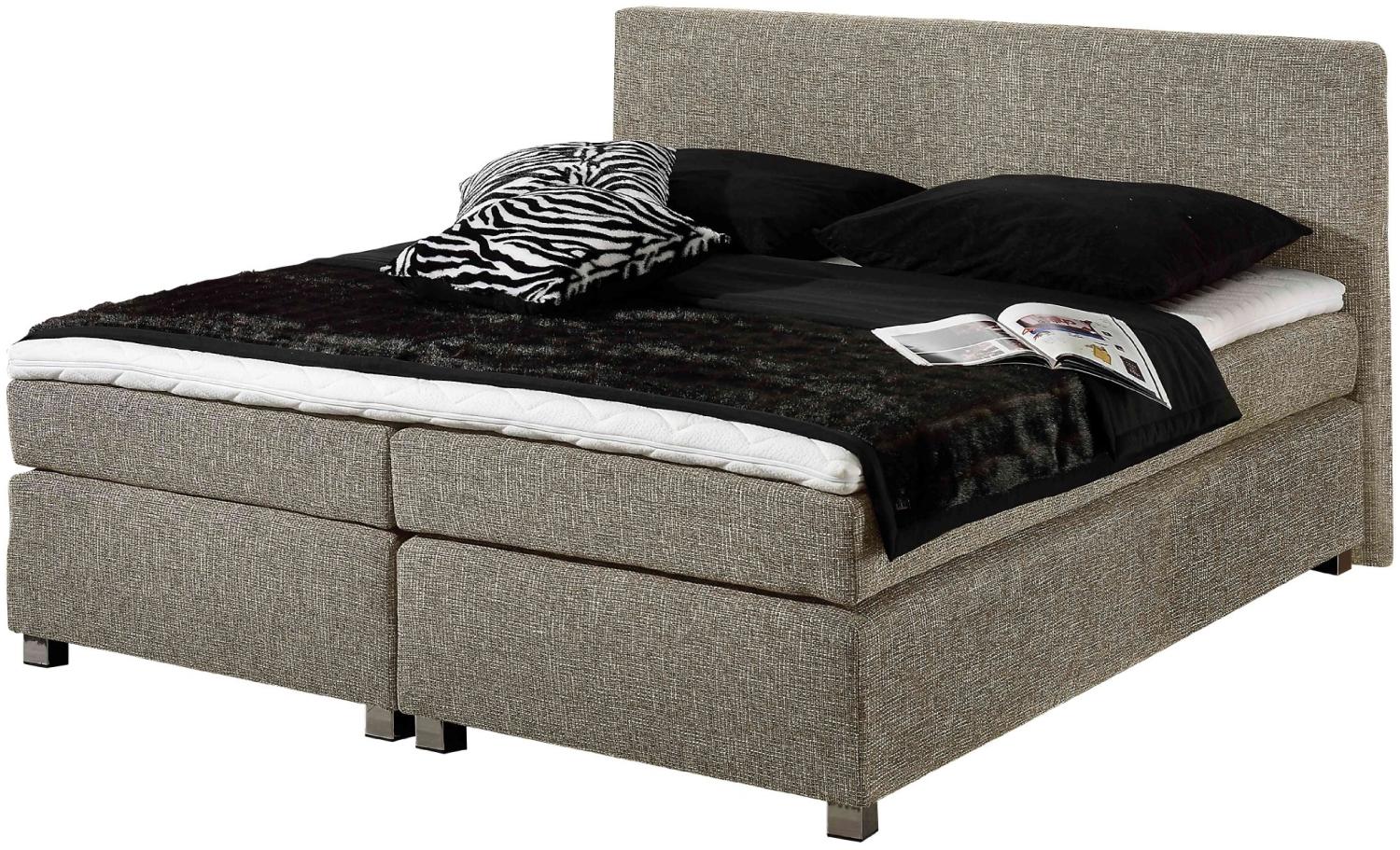 Maintal Boxspringbett Howard, 100 x 200 cm, Strukturstoff, 7-Zonen-Kaltschaum Matratze H3, taupe Bild 1