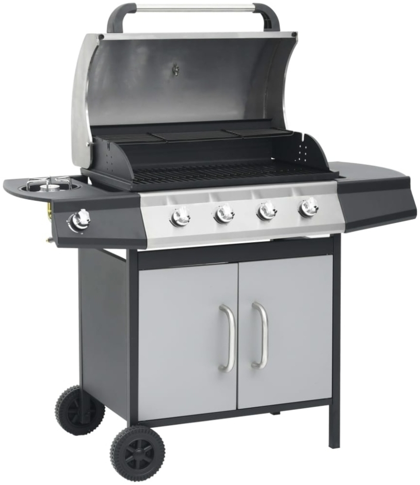 vidaXL Gasgrill 4+1 Flammen Schwarz und Silbern Stahl & Edelstahl 310106 Bild 1