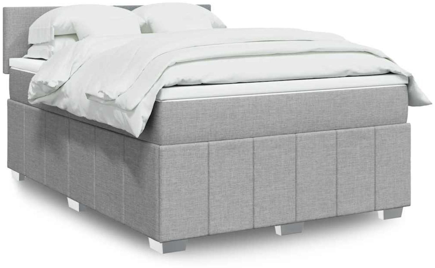 vidaXL Boxspringbett mit Matratze Hellgrau 140x200 cm Stoff 3289384 Bild 1