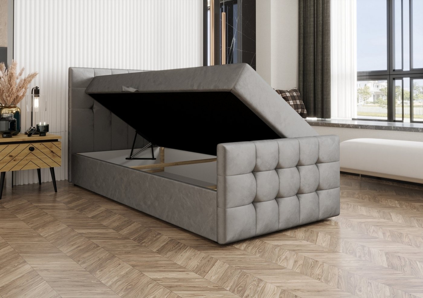 B&B Home Boxspringbett Boxbett Coria V (H3 Matratze Bonellfederung, Kopfteil, Fussteil und Bettkasten) Bild 1