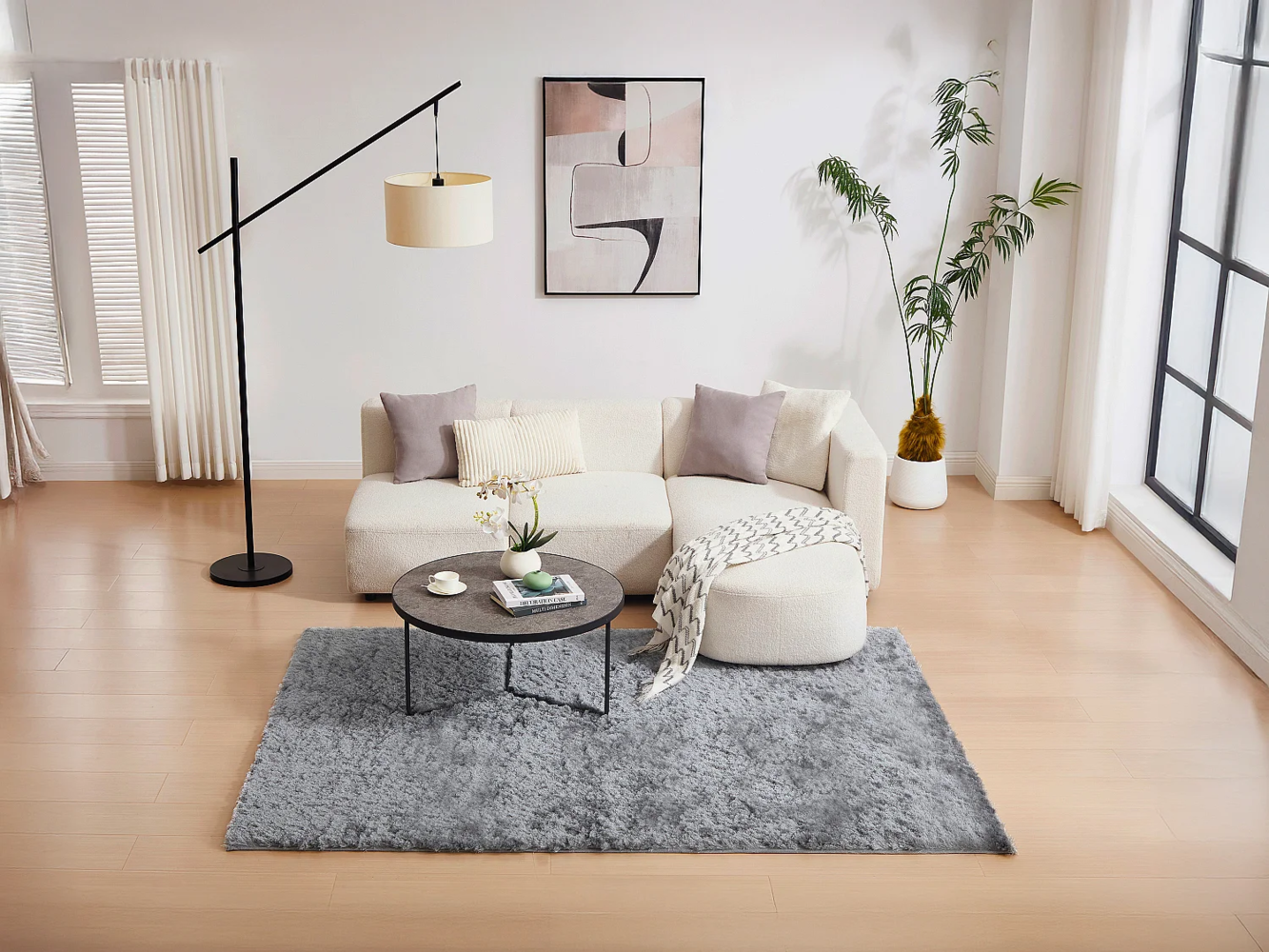 Vente-unique - Hochflorteppich ultraweich - 200 x 290 cm - Grau - DOLCE Bild 1