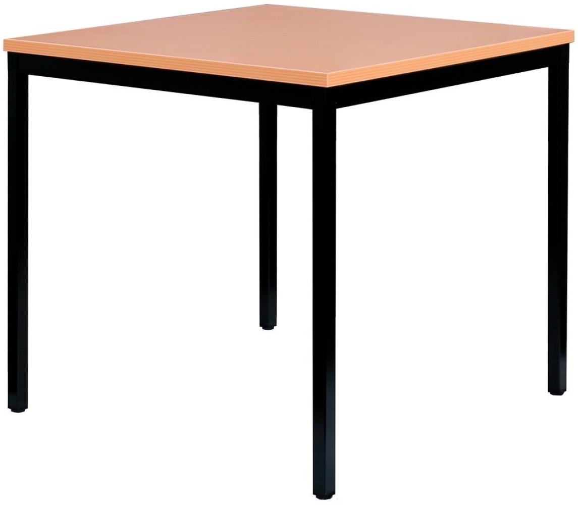 Schreibtisch Profi Besprechungstisch Büromöbel Verkaufstisch Computertisch 80 x 80 cm RAL 9005 Schwarz/Buche Dekor 331011 Bild 1