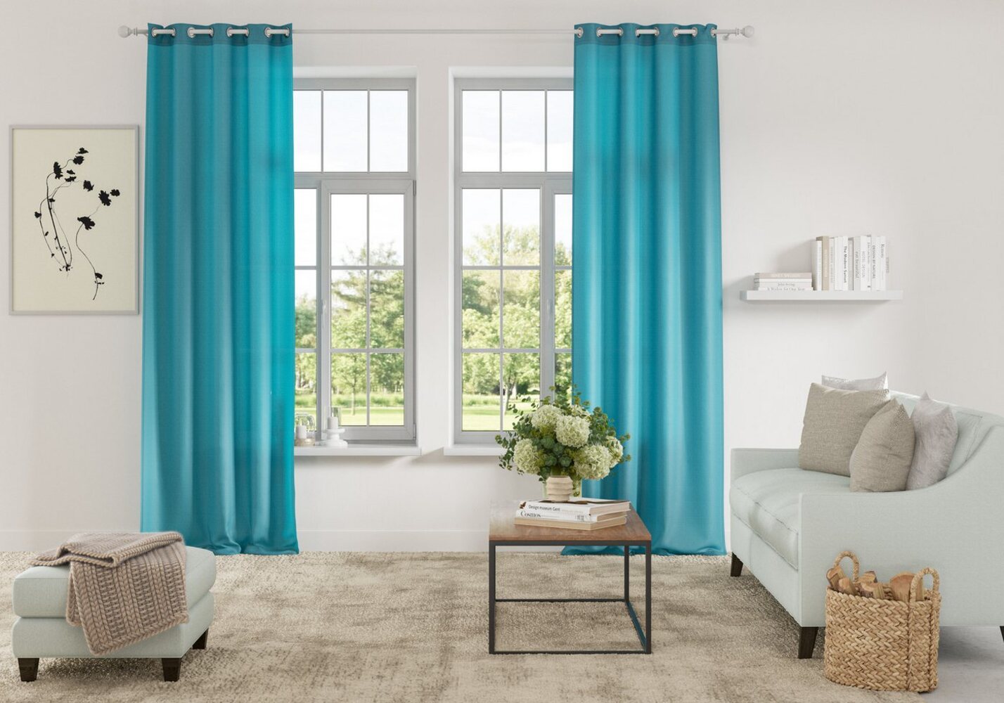 Home affaire Vorhang Parry, Ösen (2 St), blickdicht, Polyester, 2-er Set, blickdicht, monochrom, basic Bild 1