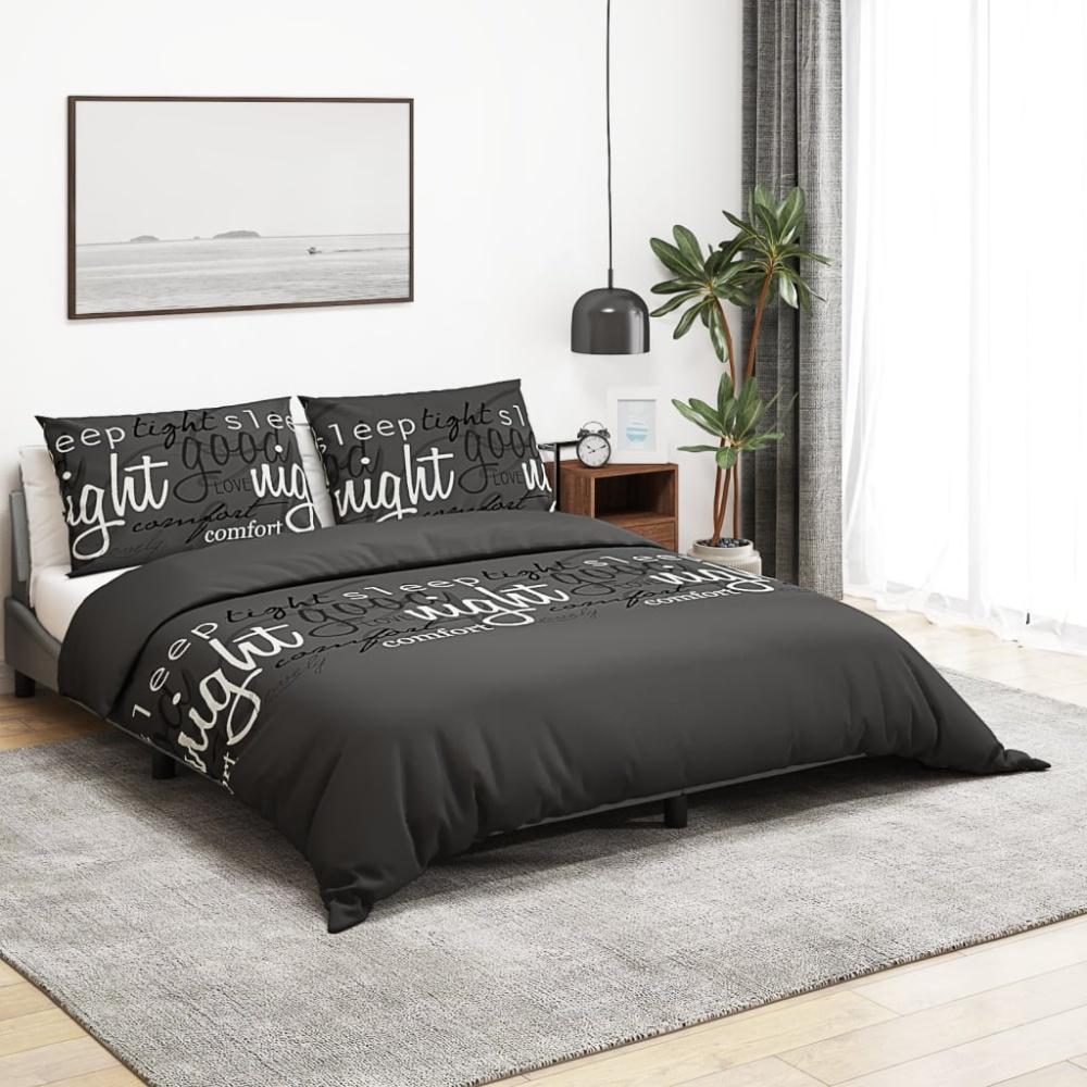 vidaXL Bettwäsche-Set Schwarz 260x220 cm Baumwolle 136536 Bild 1