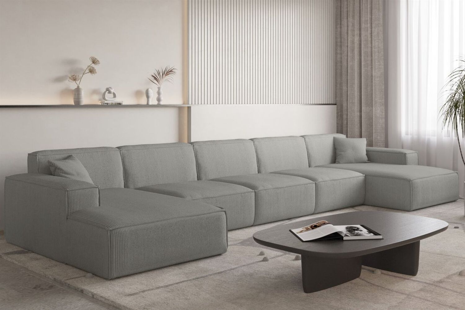 Wohnlandschaft Sofa U-Form CELES PREMIUM XL in Stoff Scala Grau Bild 1