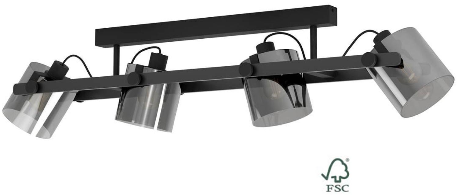 Eglo 43671 Deckenleuchte HORNWOOD 2 schwarz-transparent E27 4X40W L:111cm B:22,5cm H:26,5cm dimmbar Bild 1