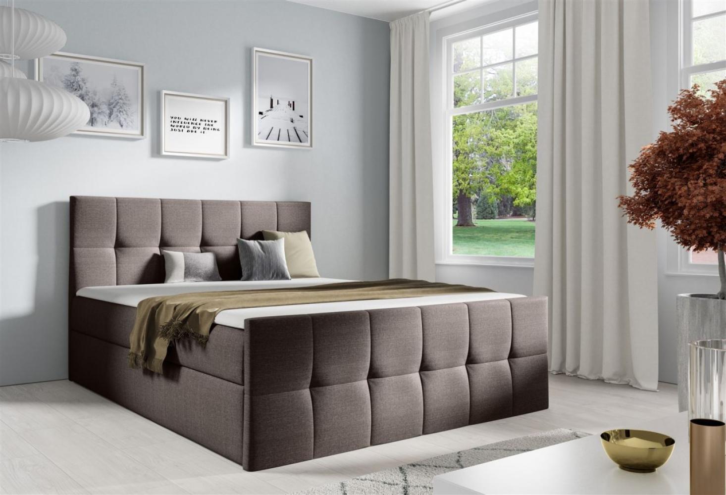 Boxspringbett Schlafzimmerbett CARMEN LUX 120x200cm Stoff Inari Braun Bild 1