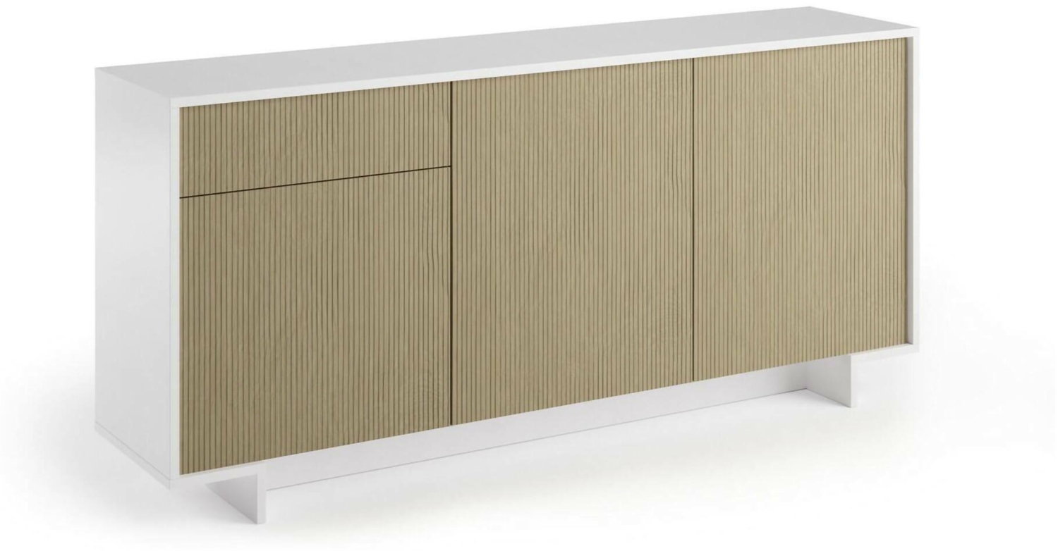 Dmora Sideboard Aronne, Wohnzimmer-Sideboard, Wohnzimmer-Buffet mit 3 Türen und 1 Schublade, 100 % Made in Italy, 170 x 42 x 78 cm, Weiß und Eiche Bild 1