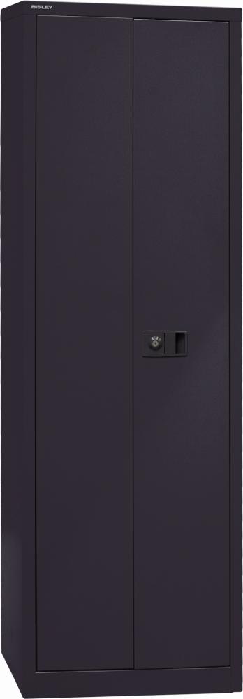 Bisley Flügeltürenschrank Universal, 4 Fachböden, 5 OH, B 600 mm, Farbe schwarz Bild 1