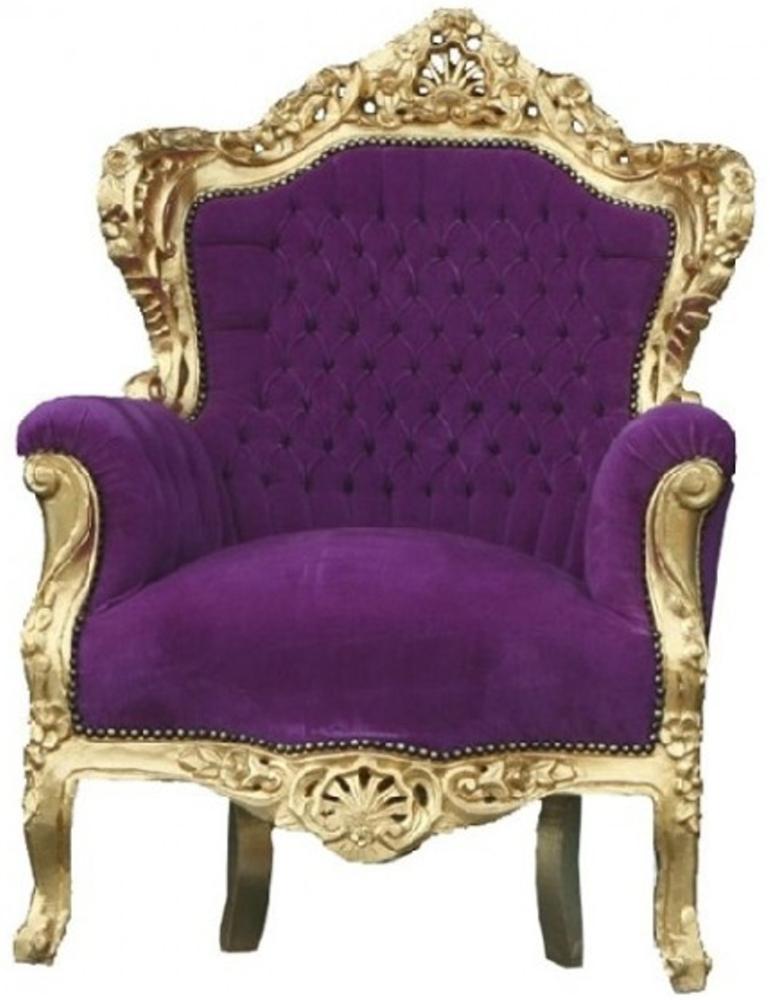 Barock Sessel "King" Lila/Gold Bild 1