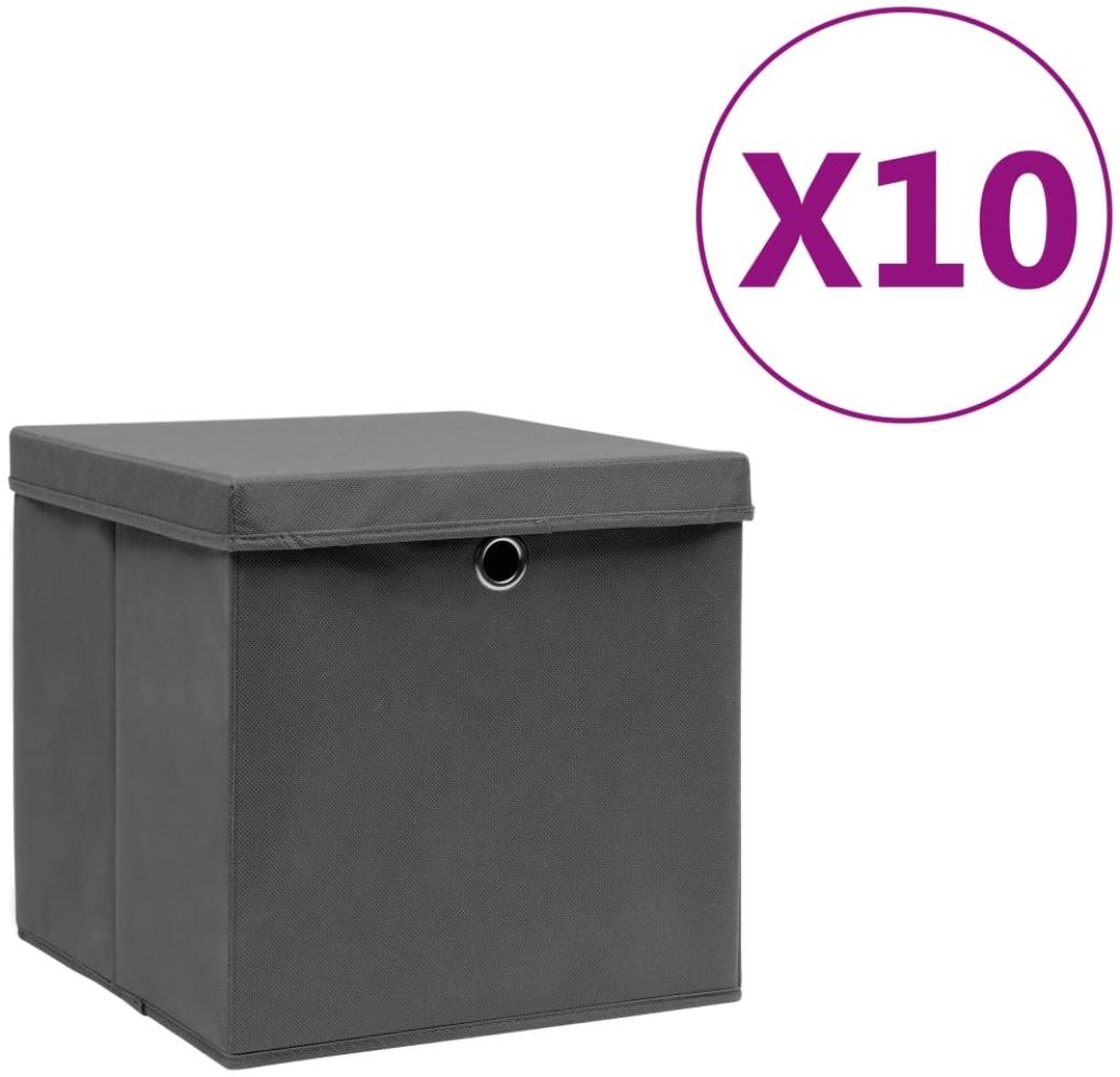 vidaXL Aufbewahrungsboxen mit Deckeln 10 Stk. 28x28x28 cm Grau 325194 Bild 1