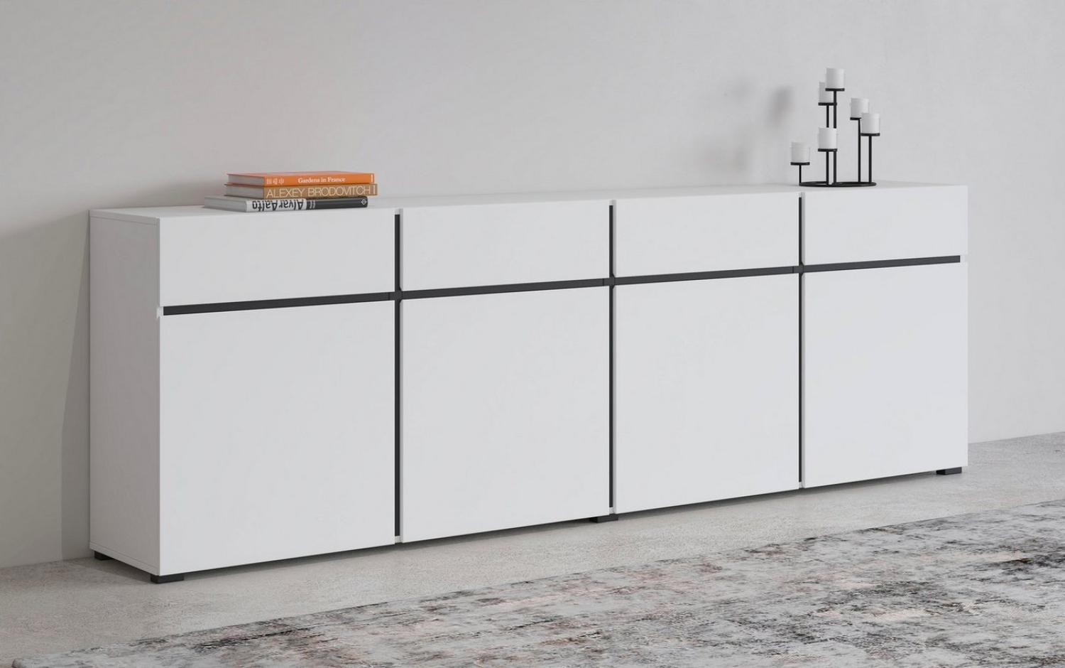 INOSIGN Sideboard Cross,Breite 225 cm, moderne grifflose Kommode,4 Türen/4 Schubkästen, Schubladenschrank mit viel Stauraum, Einlegeböden verstellbar Bild 1