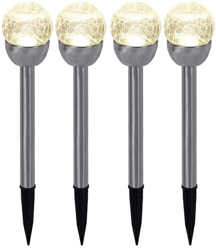 4er Set LED Außenleuchte, Solarlampe, Edelstahl, silber Bild 1