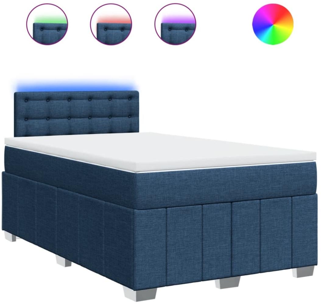 vidaXL Boxspringbett mit Matratze Blau 120x200 cm Stoff 3289355 Bild 1