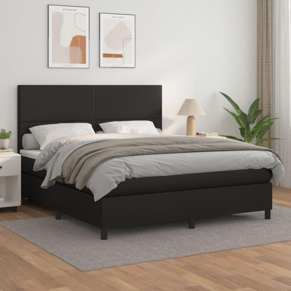 vidaXL Boxspringbett mit Matratze Schwarz 160x200 cm Kunstleder 3142731 Bild 1