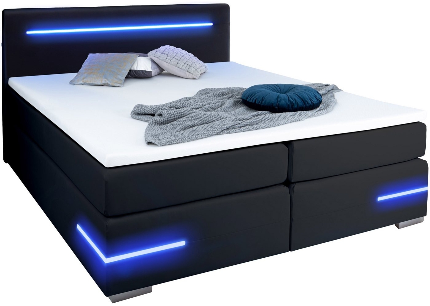 wonello Boxbett Lennox, mit Matratzen, Topper, LED-Beleuchtung und 2x USB-Anschluss Bild 1