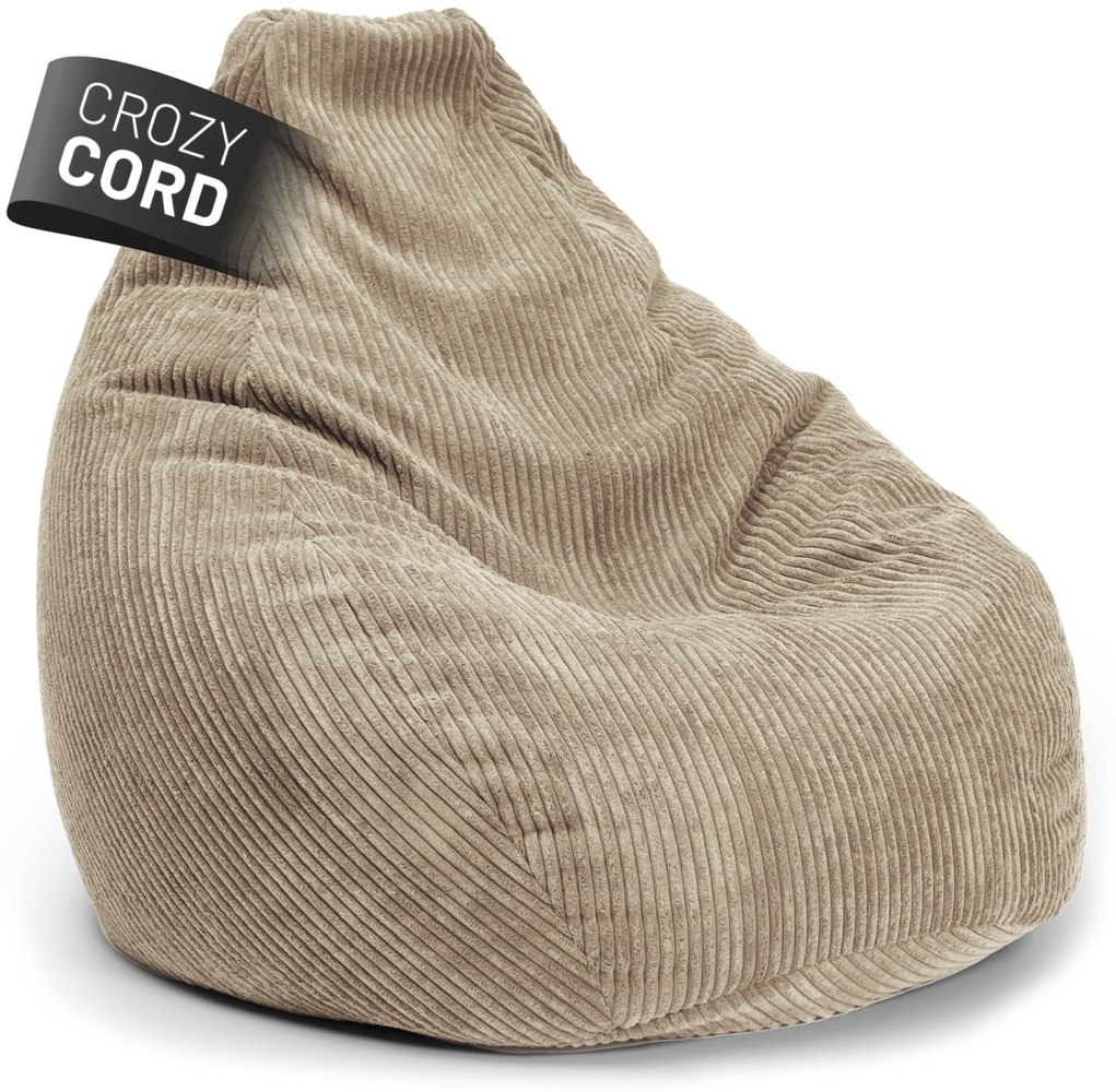 Lumaland 'GIANT' Sitzsack, Stabile Lehne, verdeckter Reißverschluss, Cord Beige, 100 x 132 x 96 cm Bild 1