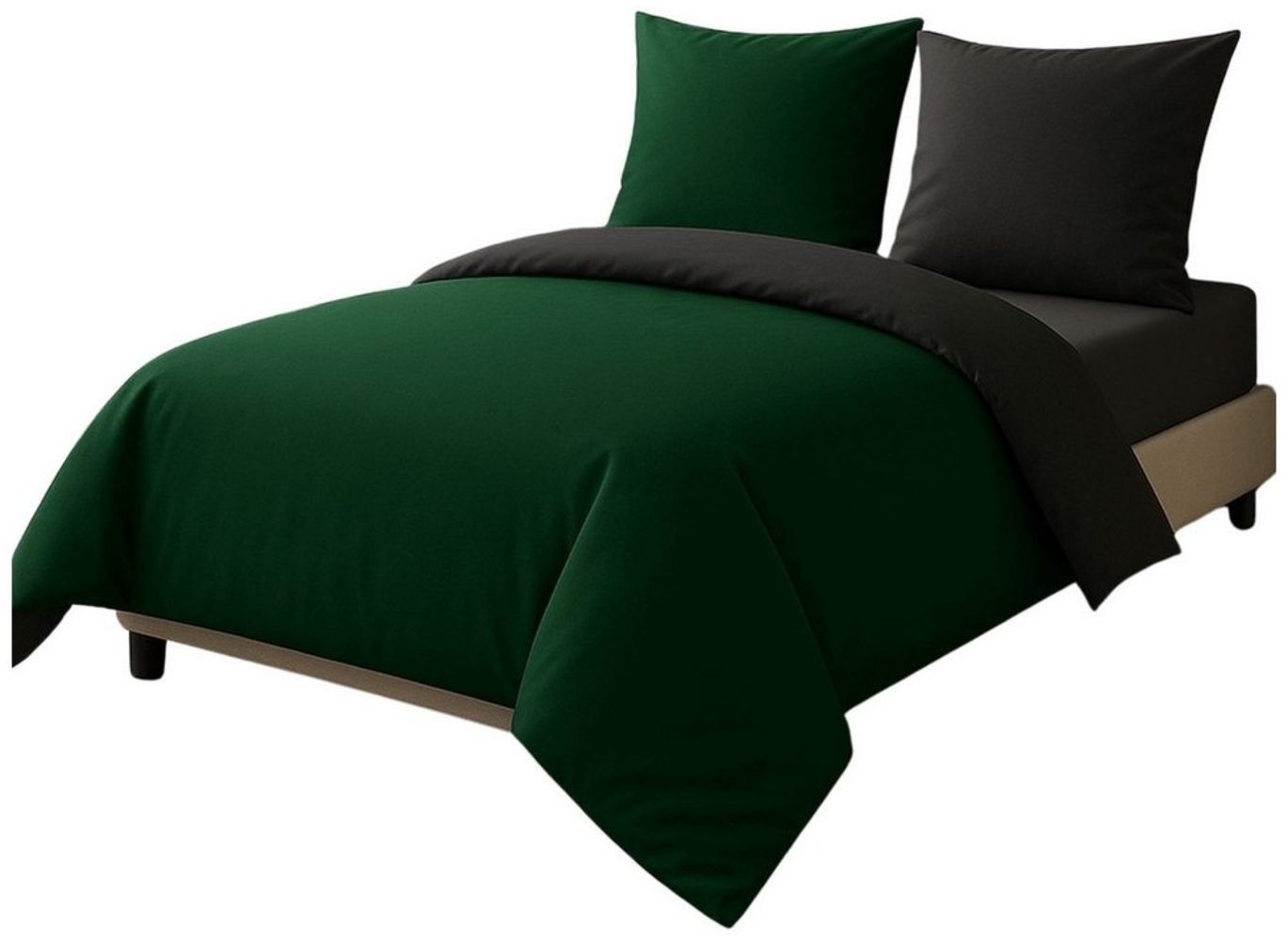 Leonado Vicenti Bettwäsche Luxus Satin-Bettwäsche aus 100 % Baumwolle, Satin, 2 teilig, Wendebettwäsche, hochwertig, dezenter Glanz, Unifarben, Anthrazit Bild 1