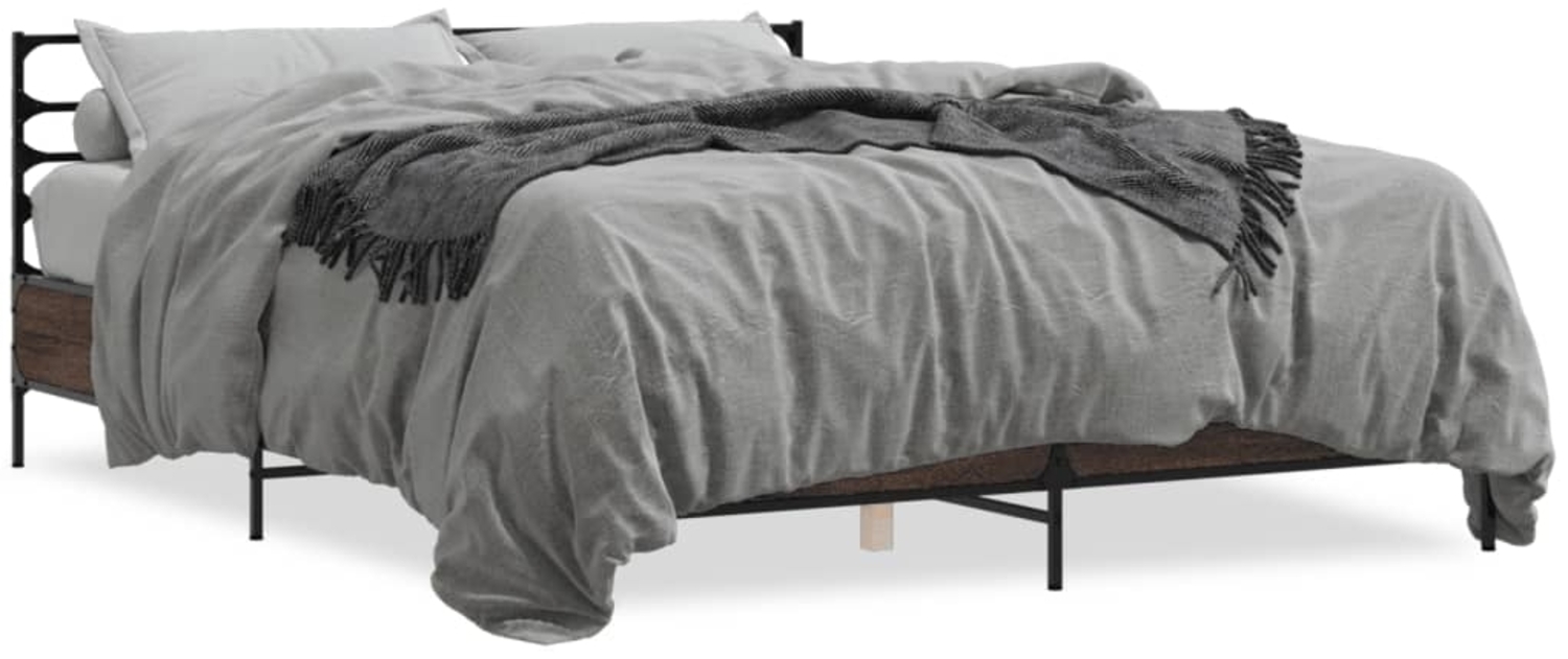 vidaXL Bettgestell Braun Eichen-Optik 160x200 cm Holzwerkstoff Metall 3280056 Bild 1