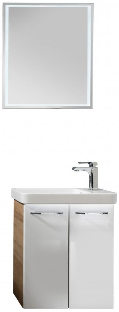 Fackelmann MILANO Gäste-WC Set 55 cm, Braun hell/Weiß, 5-teilig Bild 1