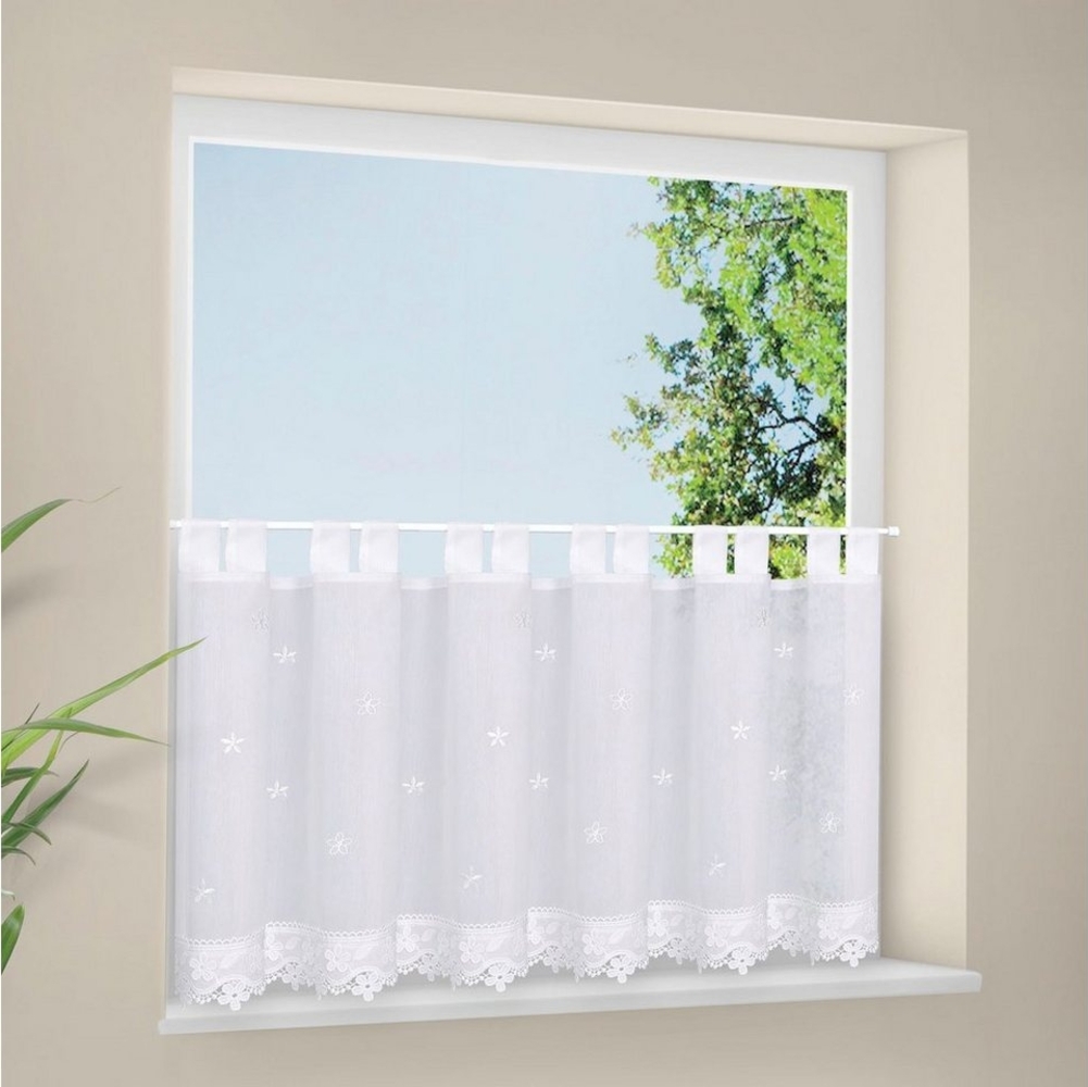 Gerster Scheibengardine Hedda (1 St), Schlaufen, halbtransparent, SB-Schlaufenbistro "Hedda" offwhite Bild 1