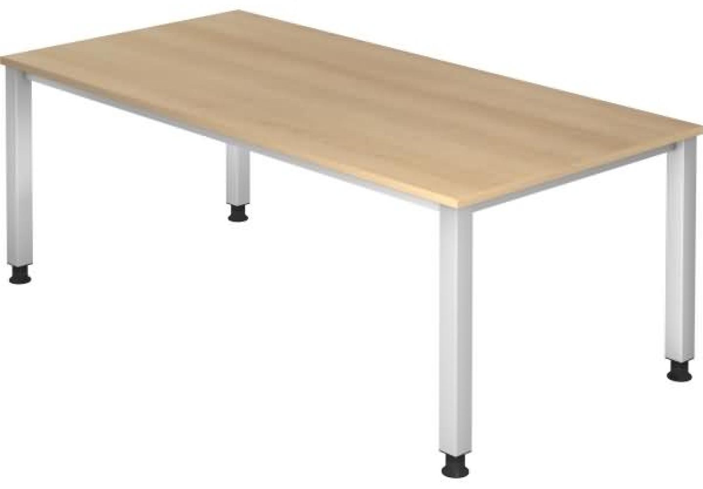 Schreibtisch QS2E 4-Fuß eckig 200x100cm Eiche Gestellfarbe: Silber Bild 1