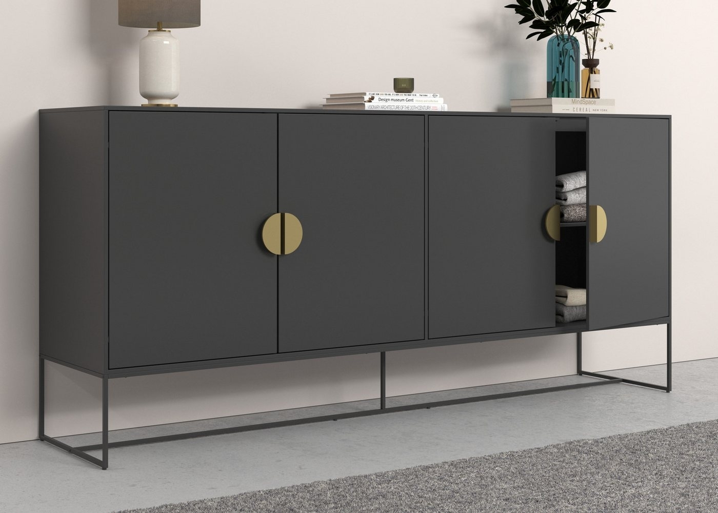 Places of Style Sideboard Abito, Kommode mit Drehtüren, 2 Einlegeböden, Breite 180 cm Bild 1