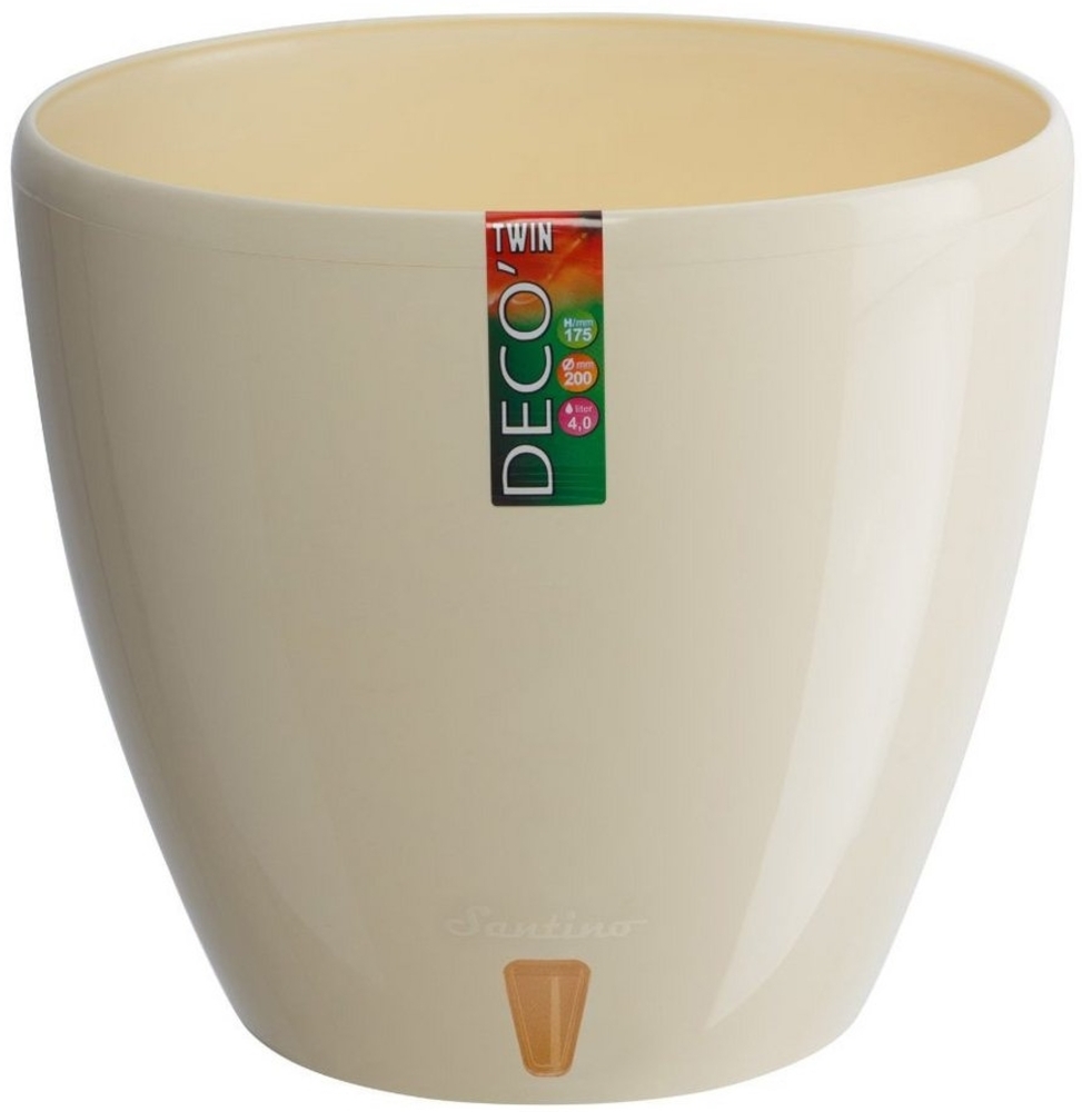 Happy plants Blumentopf Deco Twin - Selbstbewässerungstopf mit Wasserstandsüberwachung, Hochglanzoptik, rund, leichtgewichtig Bild 1